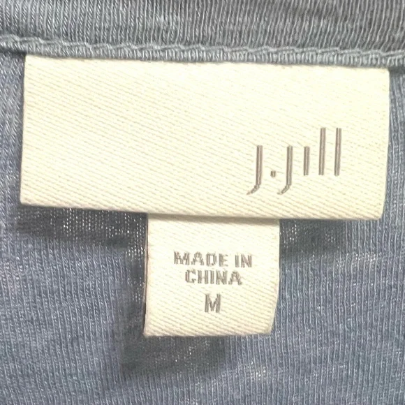 J. Jill Slate Blue Linen Modal Pintuck Button Front Casual Blouse Top Medium - Picture 9 of 9